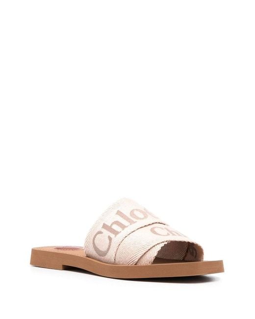 Chloé White Woody Flat Sandals