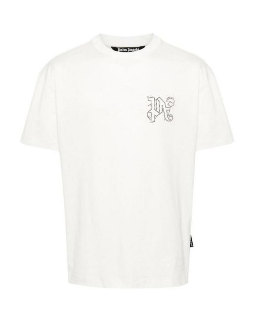 Palm Angels White Cream Logo Print T-shirt for men