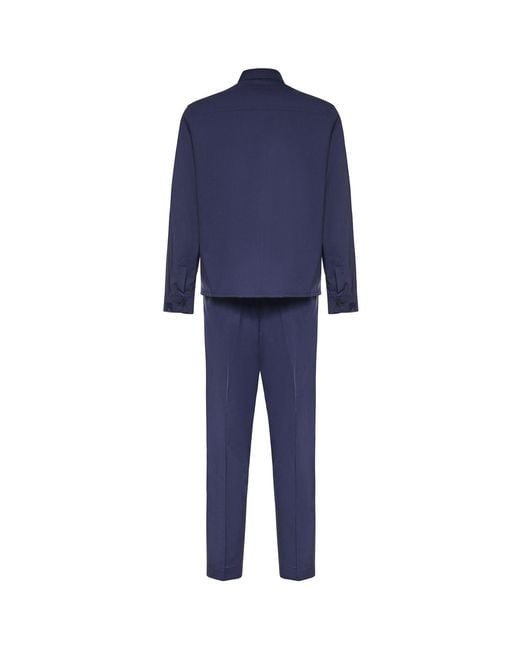 Santaniello Blue Wool Blend Coordinated Suit for men