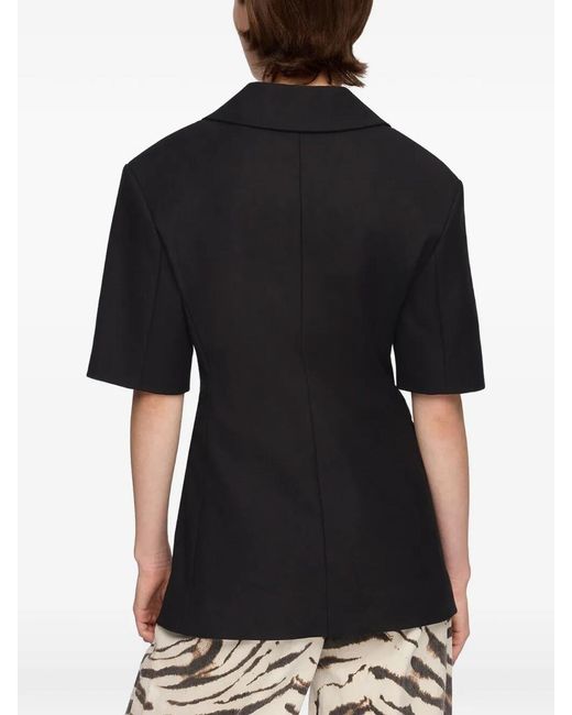 Ganni Black Short Sleeve Blazer