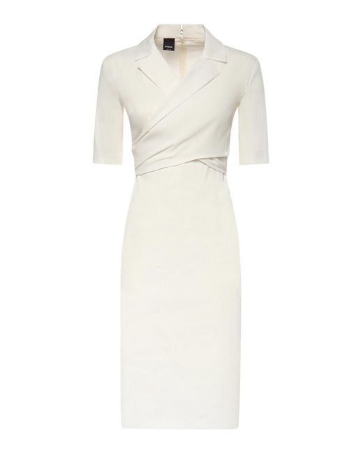 Pinko White Midi Dress With Bow