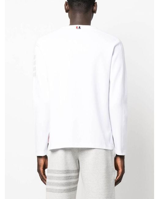 Thom Browne White 4-bar Long-sleeve T-shirt for men