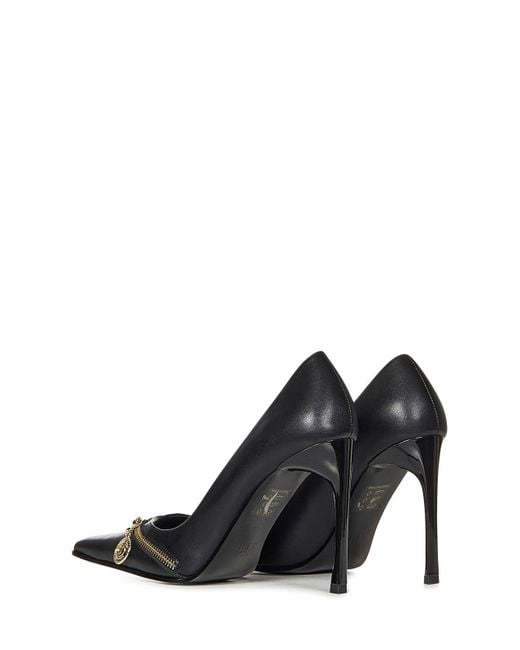 Versace Jeans Couture Black Faux Leather Pumps