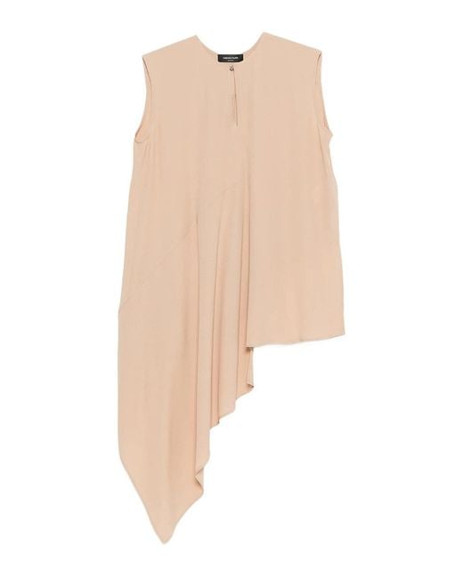 Fabiana Filippi Natural Asymmetric Hem Sleeveless Top