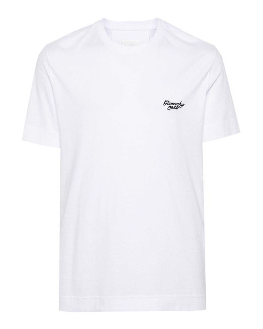Givenchy White Logo-embroidered T-shirt for men