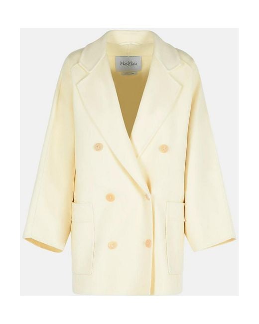 Max Mara Natural Teddy Crop Wool Blend Coat