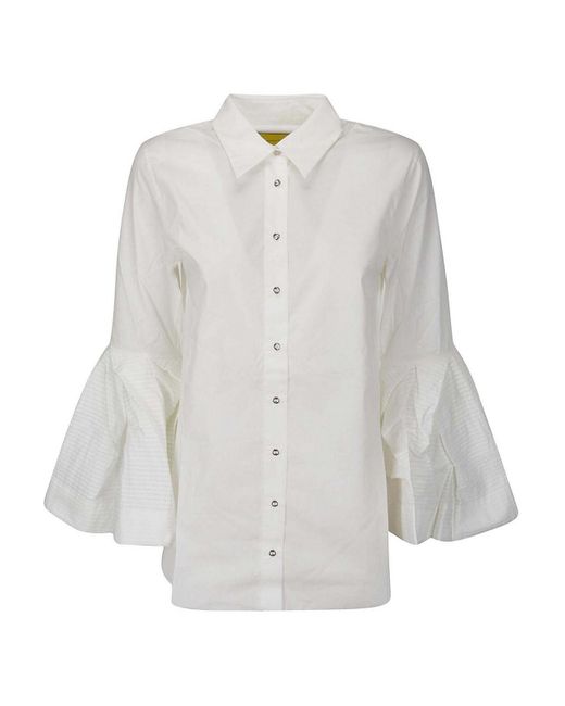 Marques'Almeida White Pleated Puff Sleeve Shirt