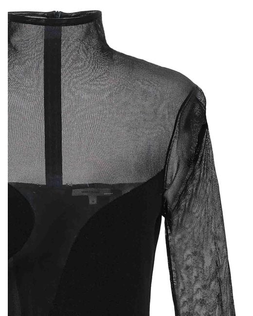 Nensi Dojaka Black Fitted Semisheer Dress