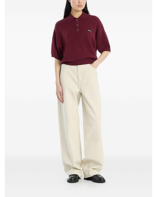 ROTATE BIRGER CHRISTENSEN Red Burgundy Polo Shirt With Logo Patch