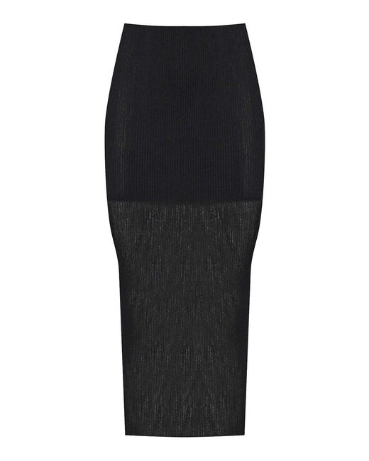 Alberta Ferretti Black Viscose Midi Skirt
