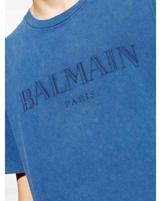 Balmain Blue Loose Ss T-Shirt for men