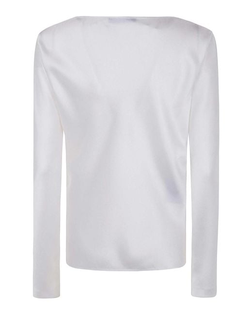 Alberta Ferretti White Satin Blouse
