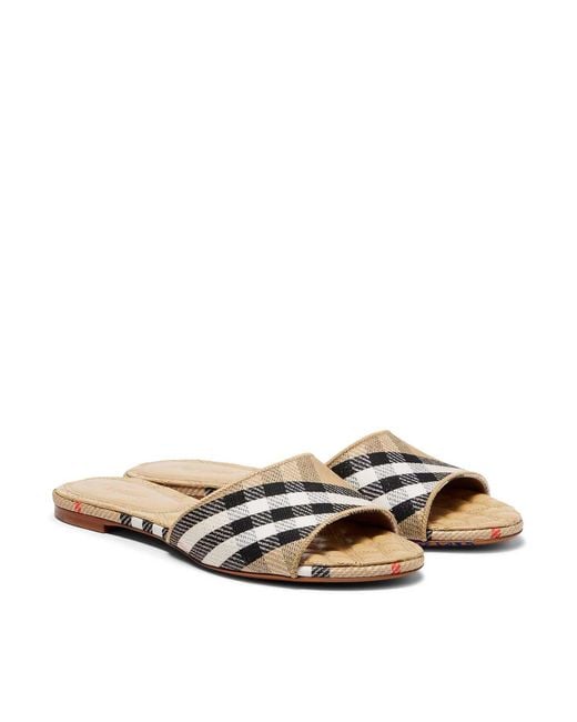 Burberry White Sloane Check Slippers