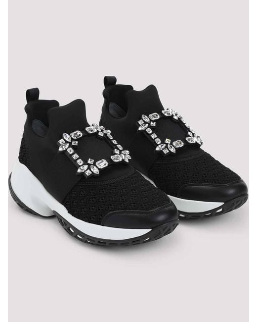 Roger Vivier Black Run Strass Buckle Sneakers