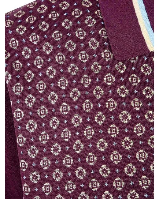 Drole de Monsieur Purple Jacquard Cravate Polo Shirt for men