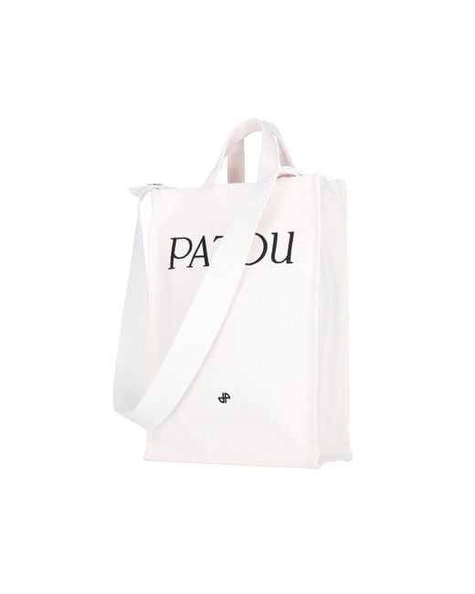 Patou White Logo Vertical Tote Bag