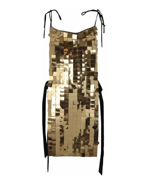 Maria Calderara Metallic Corazza Macro Square Sequins On Tulle Dress