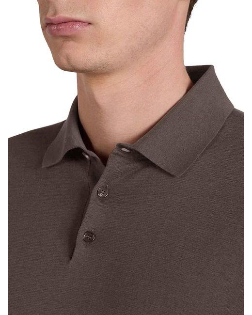 Zanone Brown Slim Fit Cotton And Silk Polo Shirt for men