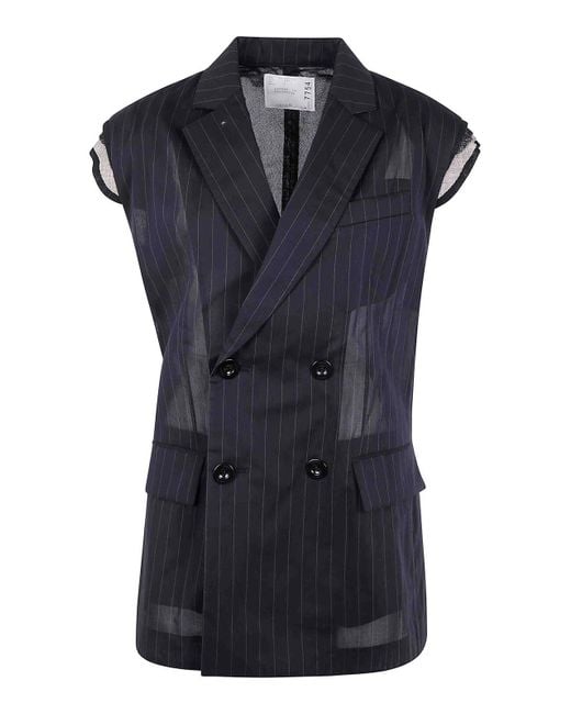 25ss完売✨サカイ High Twist Voile Vest サイズ3 Sacai High Twist Voile Vest in Black | Lyst