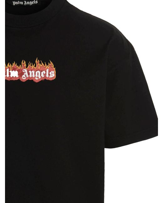 Palm Angels Black Logoed T-shirt for men