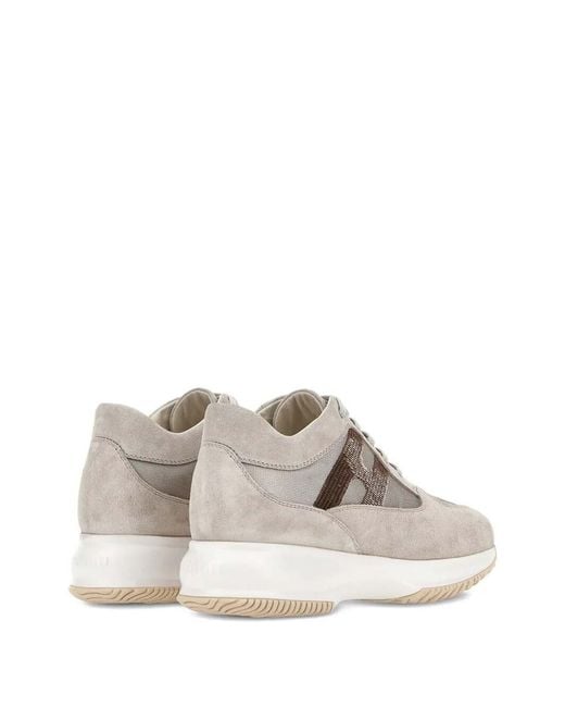 Hogan White Interactive Suede Sneakers With Sequins