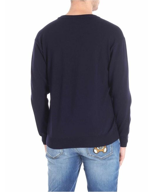 Moschino Blue Crewneck Teddy Bear Pullover for men