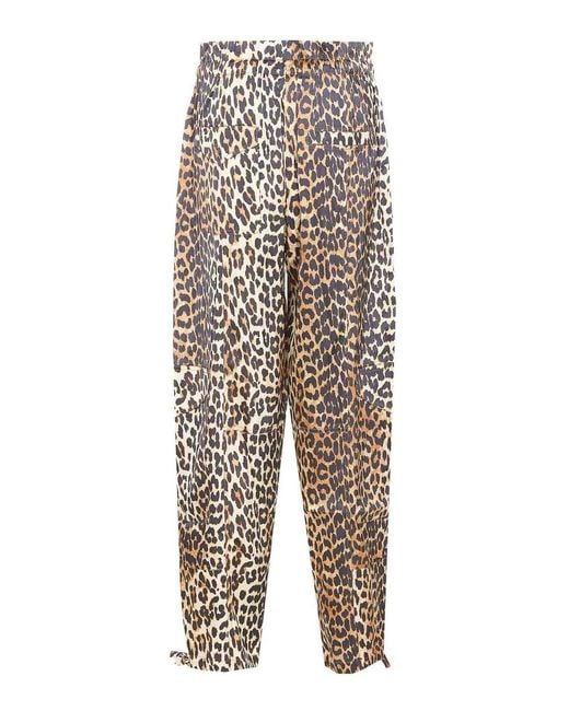 Ganni White Leopard Print Pants