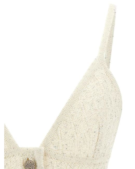 Alessandra Rich Natural Sequin Top