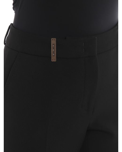 Peserico Black Heavy Jersey Cigarette Trousers