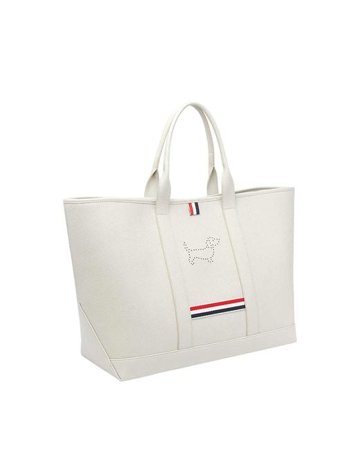 Thom Browne White Hector Tote Bag