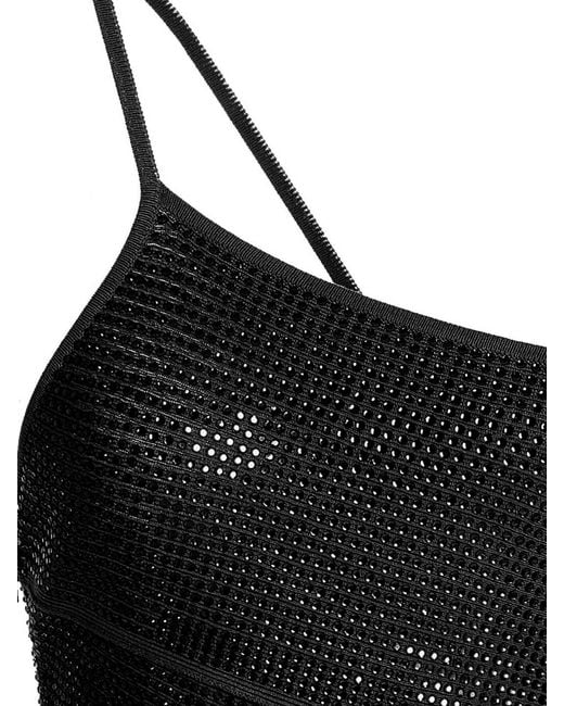ANDREADAMO Black Sequin One Shoulder Dress