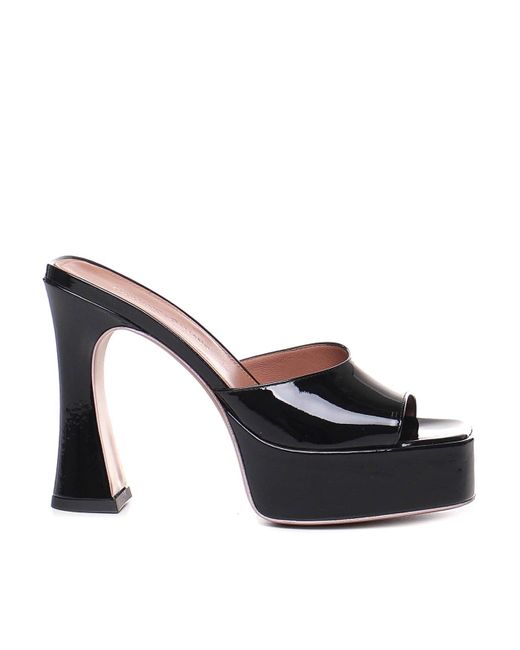 Giuliano Galiano Black Charlie Mules In Patent Leather