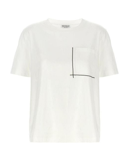 Brunello Cucinelli White T-Shirt Monile