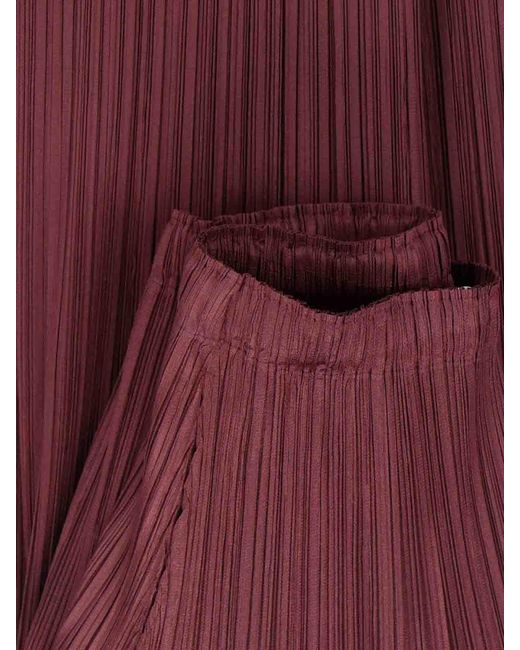Pleats Please Issey Miyake Red Pleated Trousers