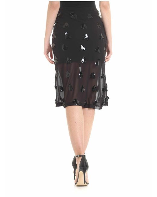 McQ Alexander McQueen Black Semitransparent Decorated Skirtin