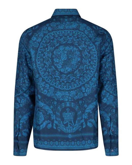 Versace Blue Silk Shirt for men