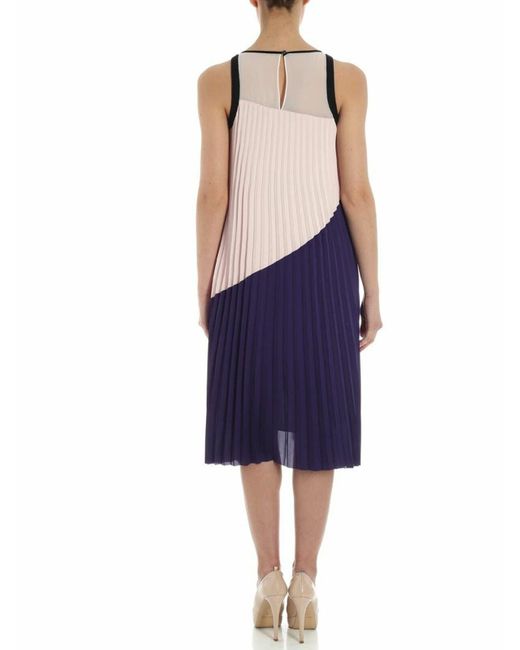 Karl Lagerfeld Blue And Pleated Dress