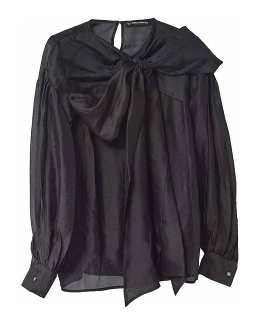 Karl Lagerfeld Black Evening Metallic Blouse