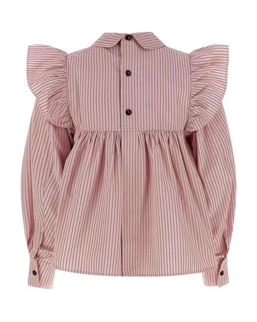 Ganni Pink Striped Blouse