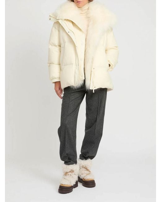 Yves Salomon Natural Ys Army Collection Mid-Length Down Jacket