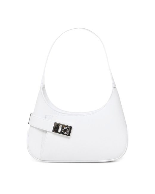 Ferragamo White Medium Leather Shoulder Bag