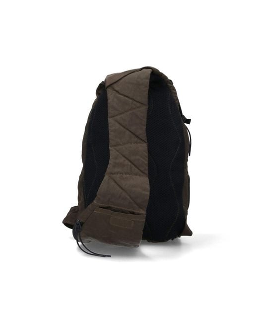 C P Company Gray Logo One Shoulder Backpack for men