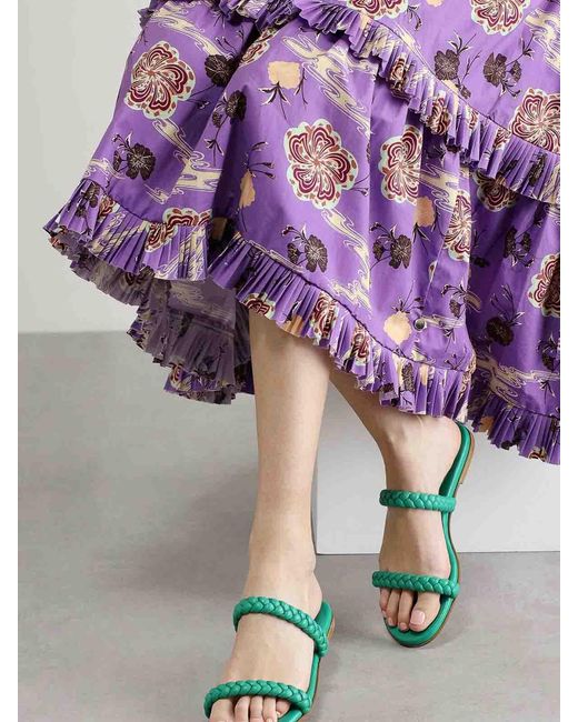 Gianvito Rossi Green Leather Mules