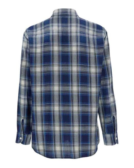 DSquared² Blue Cotton Checked Shirt for men