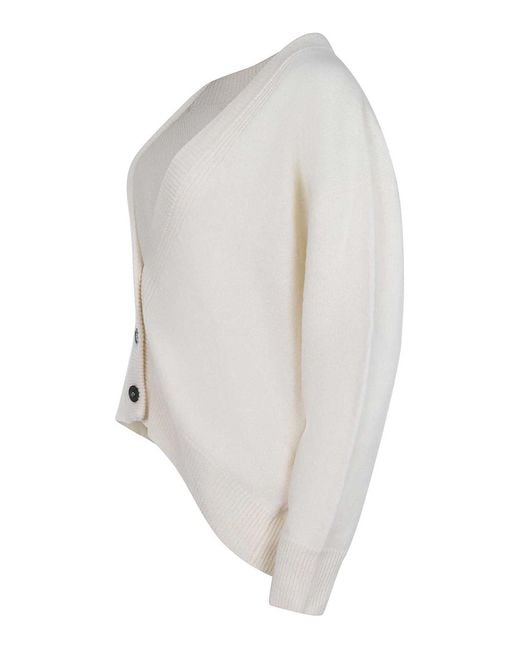 ATOMOFACTORY White Cardigan Made From A Wool Blend