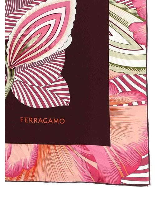 Ferragamo Pink Brezza Print Scarf