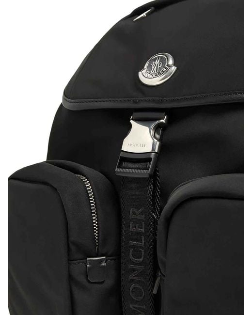 Moncler Black Nylon Backpack With Leather Inserts