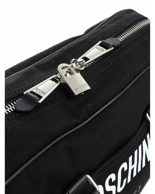 Moschino Black Fabric Handbag With Padlock for men