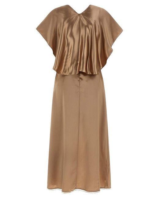Fabiana Filippi Brown Dress With Cape