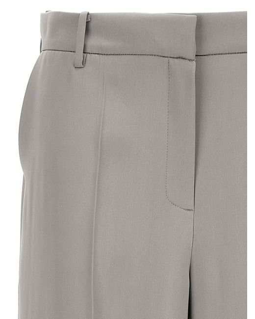 Magda Butrym Gray Satin Straight Leg Pants With Central Crease